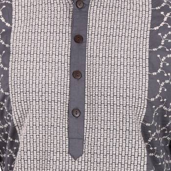 Grey Embroidered Cotton Men Kurta  5
