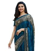 blue printed georgette saree with blouse
