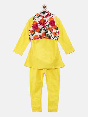Yellow woven polyester boys-kurta-pyjama 1