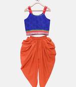 Blue printed jaquard girls-top-bottom