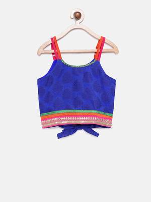 Blue printed jaquard girls-top-bottom 2