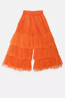 Orange printed jacquard girls-top-bottom