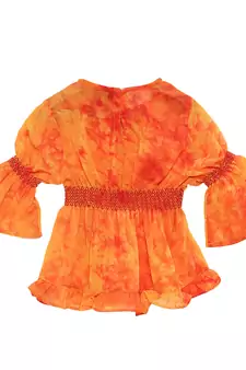 Orange printed georgette kids-tops