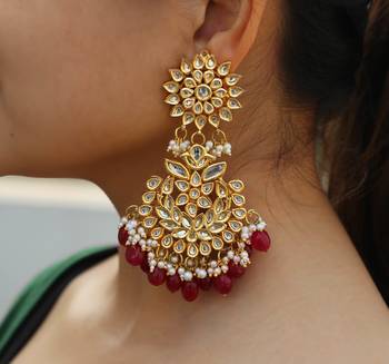 Red pearl chandbali 1