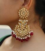Red pearl chandbali
