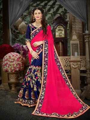 Pink Embroidered Georgette Saree With Blouse 1