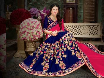 Pink Embroidered Georgette Saree With Blouse 2