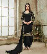Black Embroidered Art Silk Salwar