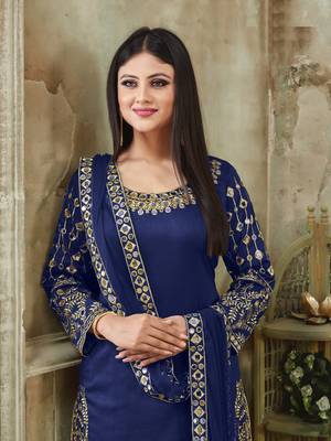 Blue Embroidered Art Silk Salwar 2