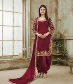 Maroon Embroidered Art Silk Salwar