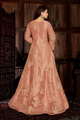 Peach Embroidered Net Salwar 2