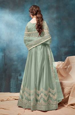 Light-green embroidered net salwar 2