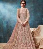 Peach embroidered net salwar