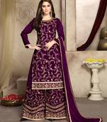 Purple embroidered uppada silk salwar