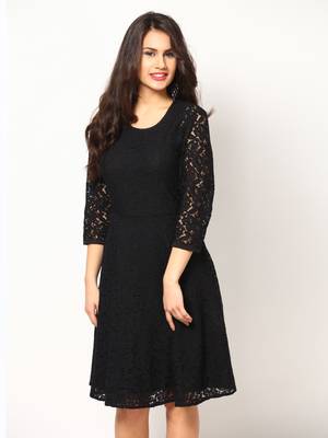 Black Net material rich look knee length western kurti 1