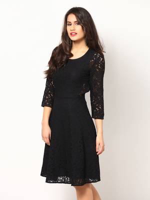 Black Net material rich look knee length western kurti 2