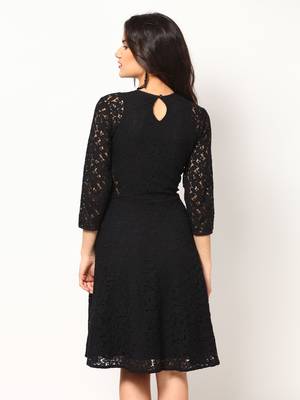 Black Net material rich look knee length western kurti 3