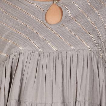 Women's Grey Cotton Anarkali Kurti 5