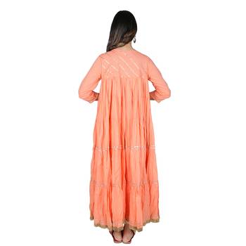 Women's Peach Cotton Anarkali Kurti 3