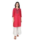 Women’s New Coral Mangalgiri Solid Straight Kurti