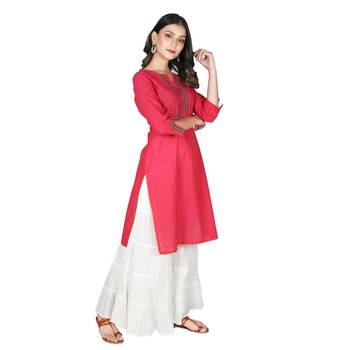 Women’s New Coral Mangalgiri Solid Straight Kurti 2