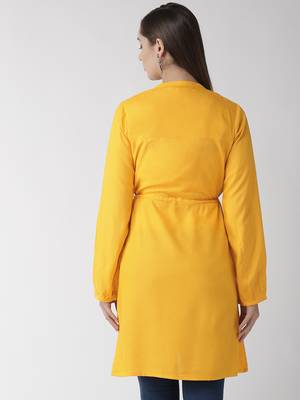 Yellow embroidered viscose rayon short-dresses
 2