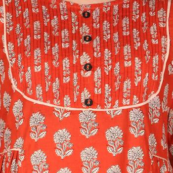 Women's Rust Red Cotton Flared Kurti 5