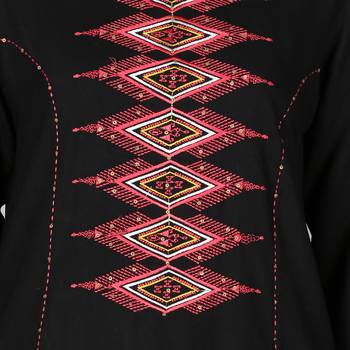 Women’s Black Rayon Embroidery Straight Kurti 5
