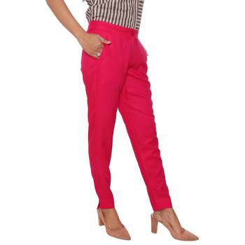 Women Valentine Solid Rayon Staple Pencil Trouser 2
