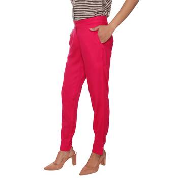 Women Valentine Solid Rayon Staple Pencil Trouser 4