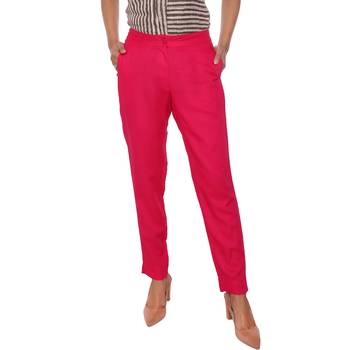 Women Valentine Solid Rayon Staple Pencil Trouser 5