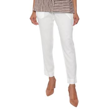 Women White Solid Rayon Staple Pencil Trouser 5
