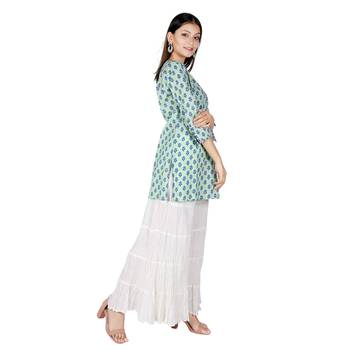 Women Off- White Solid Cotton Sharara 2