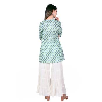 Women Off- White Solid Cotton Sharara 3