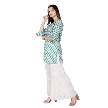 Women Off- White Solid Cotton Sharara 4