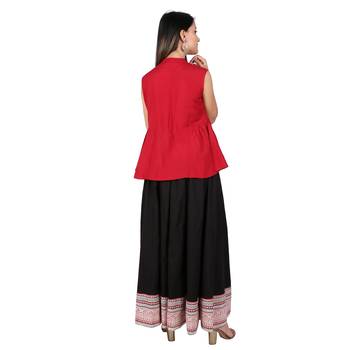 Women Black Solid Cotton Skirt 3