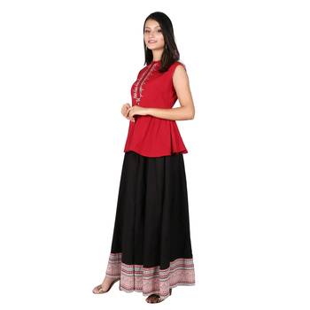 Women Black Solid Cotton Skirt 4