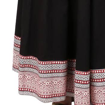 Women Black Solid Cotton Skirt 5