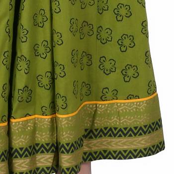 Women Mahendi Green Printed Cotton Skirt 5