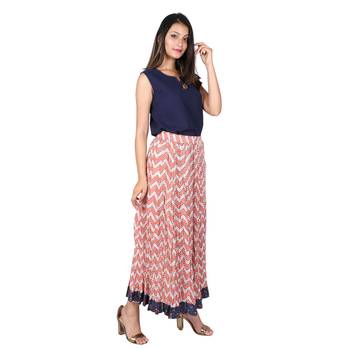 Women Bagru Red Printed Cotton Skirt 2
