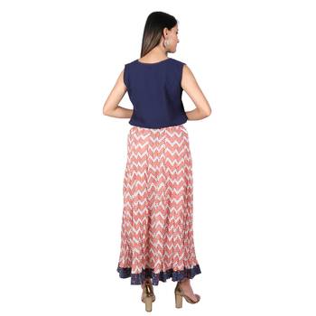 Women Bagru Red Printed Cotton Skirt 3