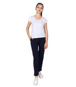 Women Black Solid Cotton Lycra Yoga Pants