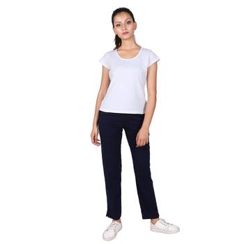 Women Black Solid Cotton Lycra Yoga Pants 2