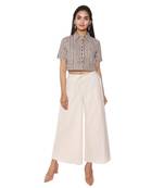 Women Natural Solid Cotton Culottes