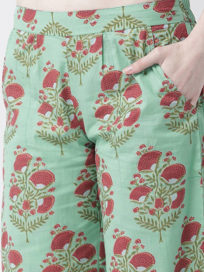 Teal printed cotton bottoms Rangmayee 3128135