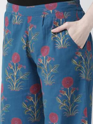Blue printed cotton bottoms 5
