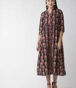 Navy-blue printed cotton maxi-dresses