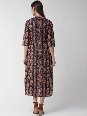 Navy-blue printed cotton maxi-dresses 2