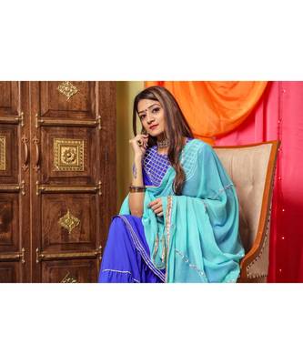 Pastel Blue Gotta Skirt Dress With Dupatta 5