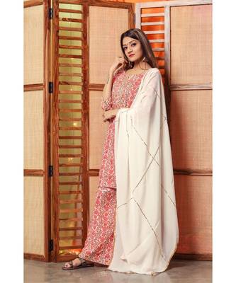 Melon Orange Floral Suit Set 3